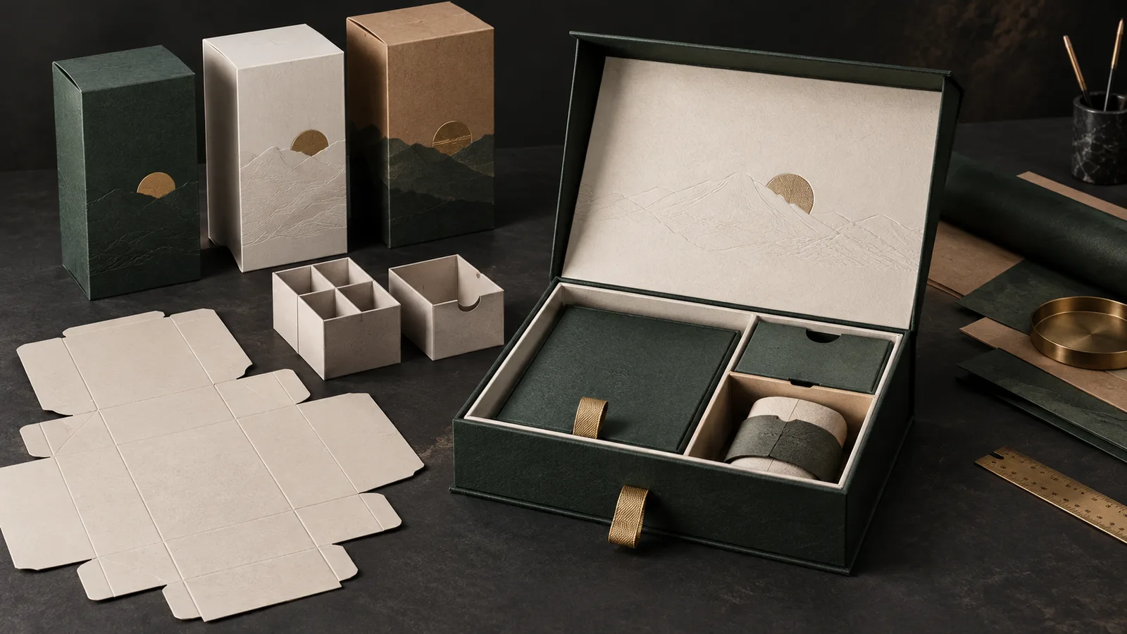 Custom paper box packaging gift set with paperboard inserts